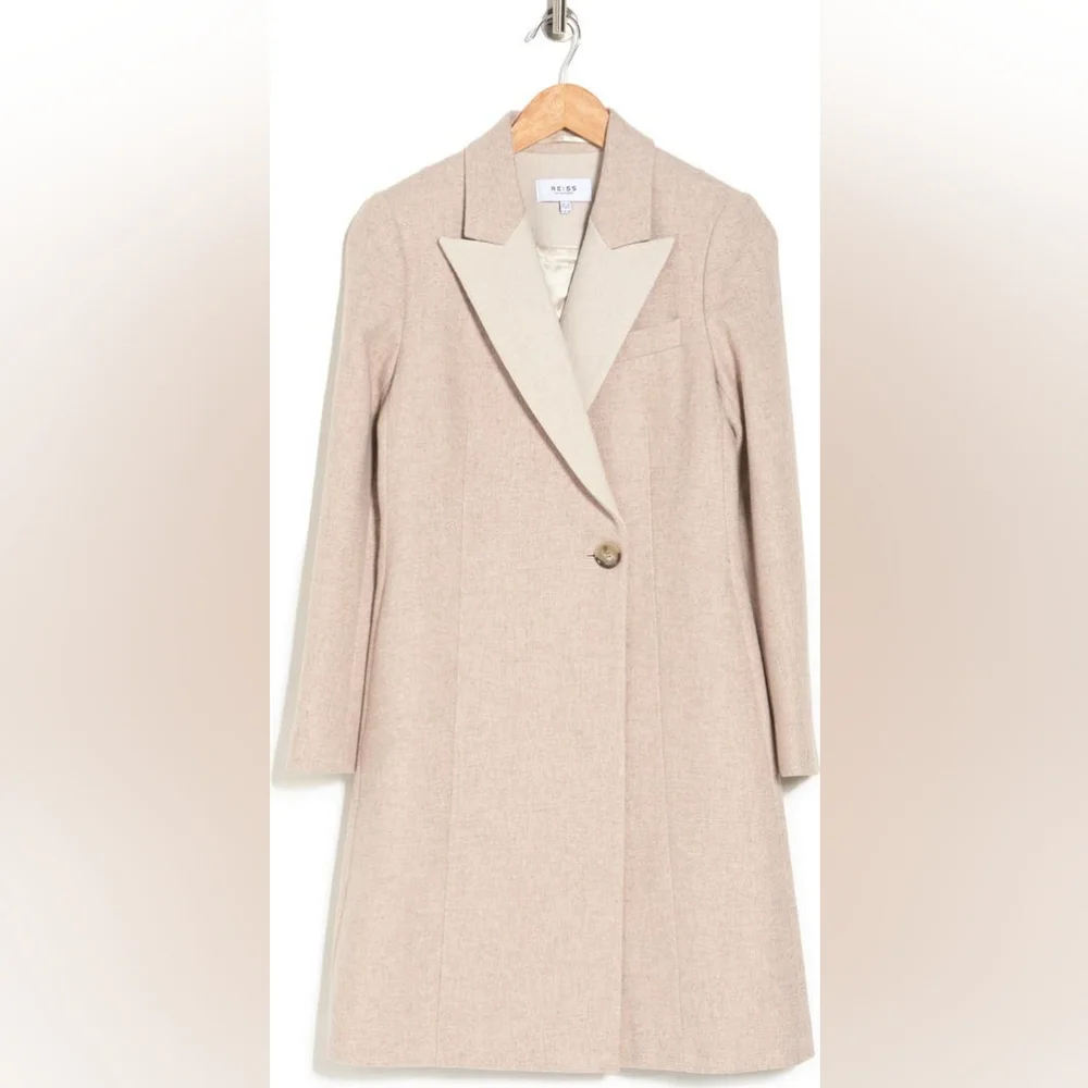 NWT REISS | Mandie Contrast Collar Mid-Length Coat - Picture 12 of 15